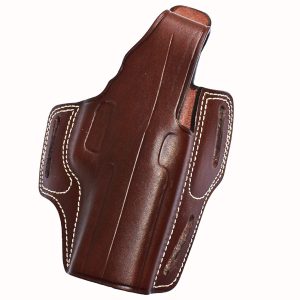 Handmade Leather OWB 3-Slot Holster - Red Dot & Optic Cut Compatible - Dark Brown