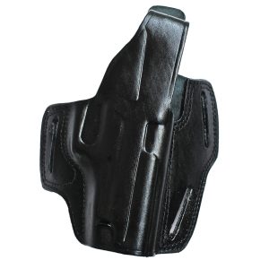 Handmade Leather OWB 3-Slot Holster - Red Dot & Optic Cut Compatible - Black