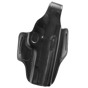 Handmade Leather OWB Holster - Thumb Break Pancake Gun Holster - Black