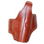 Handmade Leather OWB Holster - Thumb Break Pancake Gun Holster - Brown