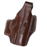 Handmade Leather OWB Holster - Thumb Break Pancake Gun Holster - Dark Brown