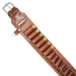 Handmade Leather 30-Slot Cartridge Belt - 12 Gauge Bottom-Closed Ammo Carrier - Brown