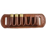 Handmade Leather 6-Slot Cartridge Holder - 12 Gauge Bottom-Closed Ammo Carrier - Brown