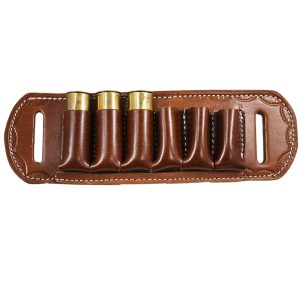 Handmade Leather 6-Slot Cartridge Holder - 12 Gauge Bottom-Closed Ammo Carrier - Brown