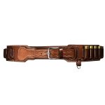 Handmade Leather 30-Slot Cartridge Belt - 12 Gauge Bottom-Closed Ammo Carrier - Dark Brown