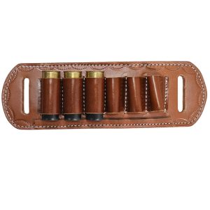 Handmade Leather 6-Slot Cartridge Holder 12, 16, 20, 36 Gauge Ammo Carrier – Brown
