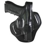 Handmade Real Leather OWB Holster - Two Slot Thumb Break Fast Draw Gun Holster - Black