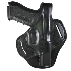 Handmade Real Leather OWB Holster - Two Slot Thumb Break Fast Draw Gun Holster - Black