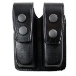 Handmade Leather Double Magazine Holder - Closed Type Mag Pouch - Custom Molded - Black
