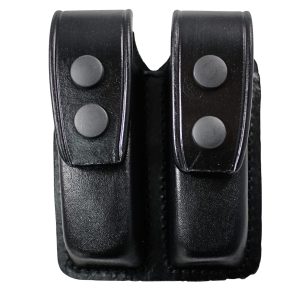 Handmade Leather Double Magazine Holder - Closed Type Mag Pouch - Custom Molded - Black