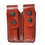 Handmade Leather Double Magazine Holder - Closed Type Mag Pouch - Custom Molded - Brown