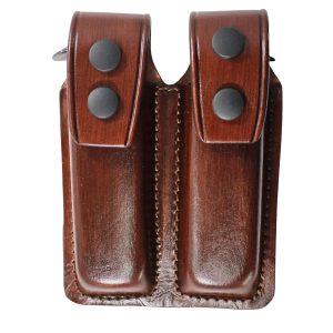 Handmade Leather Double Magazine Holder - Closed Type Mag Pouch - Custom Molded - Dark Brown