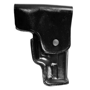 Handmade Leather Military Full-Flap Holster - Custom Molded Fully Closed OWB Carry- Black