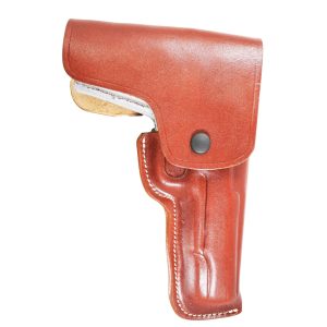 Handmade Leather Military Full-Flap Holster - Custom Molded Fully Closed OWB Carry- Brown
