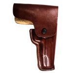 Handmade Leather Military Full-Flap Holster - Custom Molded Fully Closed OWB Carry- Dark Brown