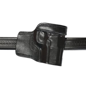 Handmade Leather Mini Speed OWB Holster - Custom Molded High-Ride Belt Holster - Black