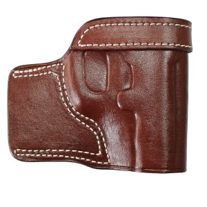 Handmade Leather Mini Speed OWB Holster - Custom Molded High-Ride Belt Holster - Dark Brown