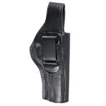 Handmade Leather IWB & OWB Holster with Steel Clip - Custom Molded Multi-Carry Holster- Black