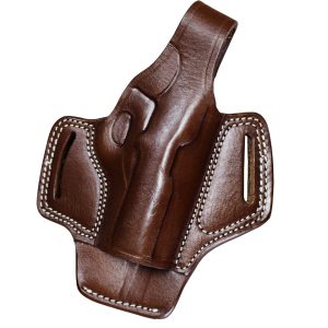 Handmade Real Leather OWB Holster - Two Slot Thumb Break Fast Draw Gun Holster - Dark Brown