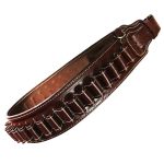Handmade Leather 30-Slot Cartridge Belt - Stitched Ammo Bandolier with Bottom-Stop - Dark Brown