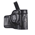 Handmade Leather Mini Speed OWB Holster - Custom Molded Retention Strap Carry - Black