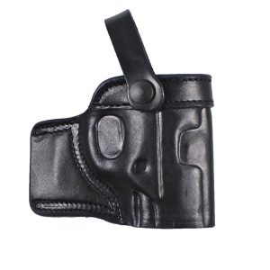 Handmade Leather Mini Speed OWB Holster - Custom Molded Retention Strap Carry - Black