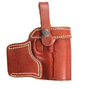 Handmade Leather Mini Speed OWB Holster - Custom Molded Retention Strap Carry - Brown