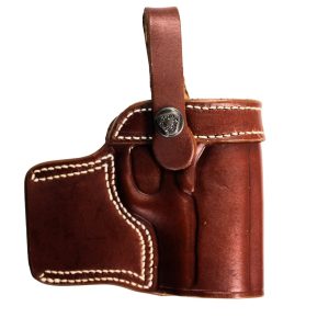 Handmade Leather Mini Speed OWB Holster - Custom Molded Retention Strap Carry - Dark Brown